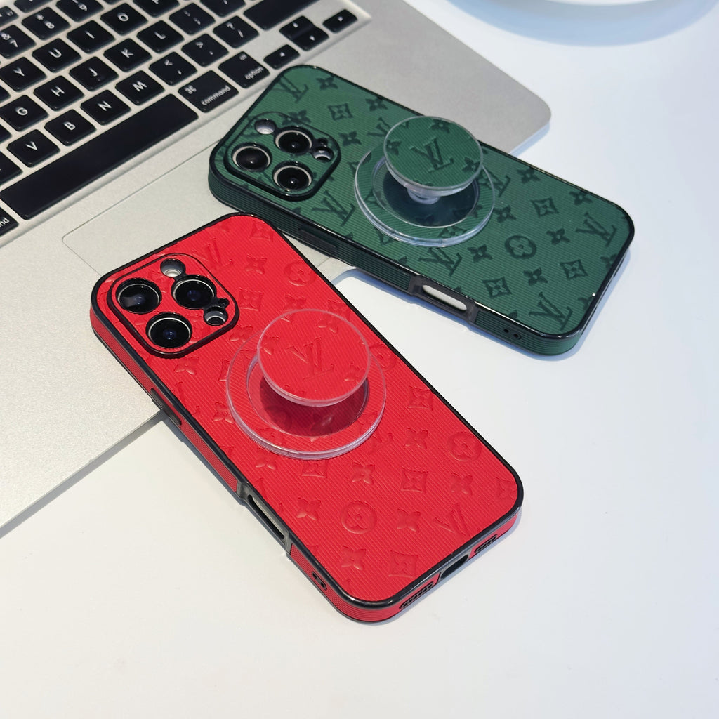 Louis Vuitton-inspired monogram magnetic ring case for iPhone 16 Pro Max