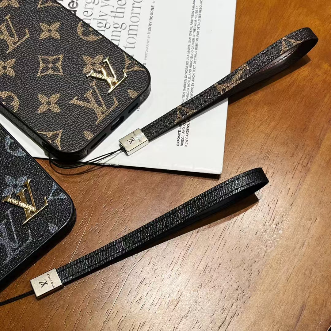 Louis Vuitton-inspired monogram iPhone 16 Pro case with matching strap