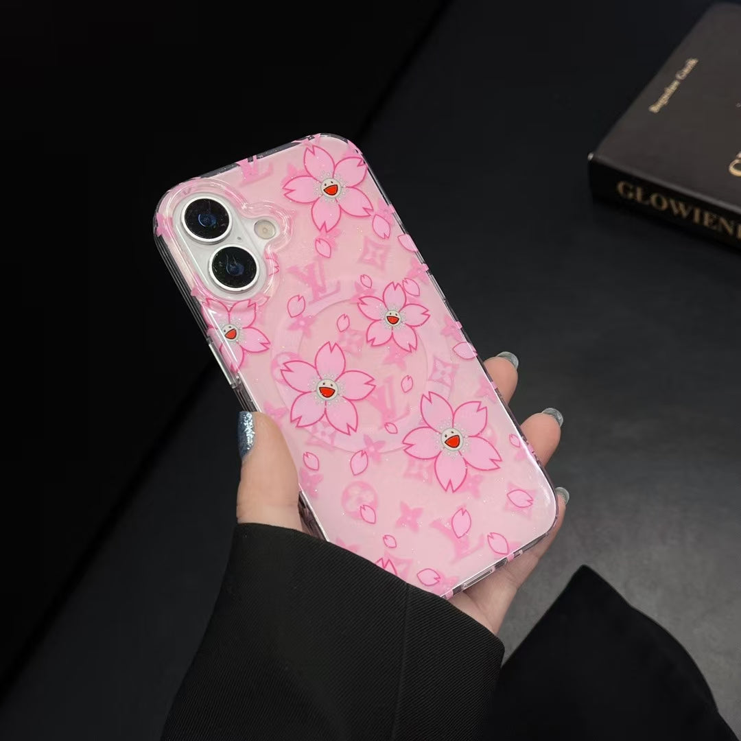 Louis Vuitton-inspired floral pattern iPhone 16 Pro case