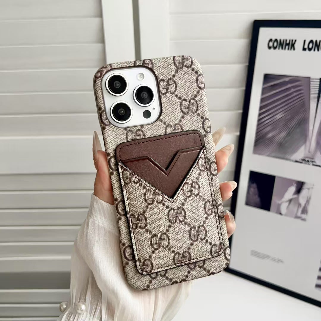 Louis Vuitton-inspired monogram iPhone 16 case with wallet card holder