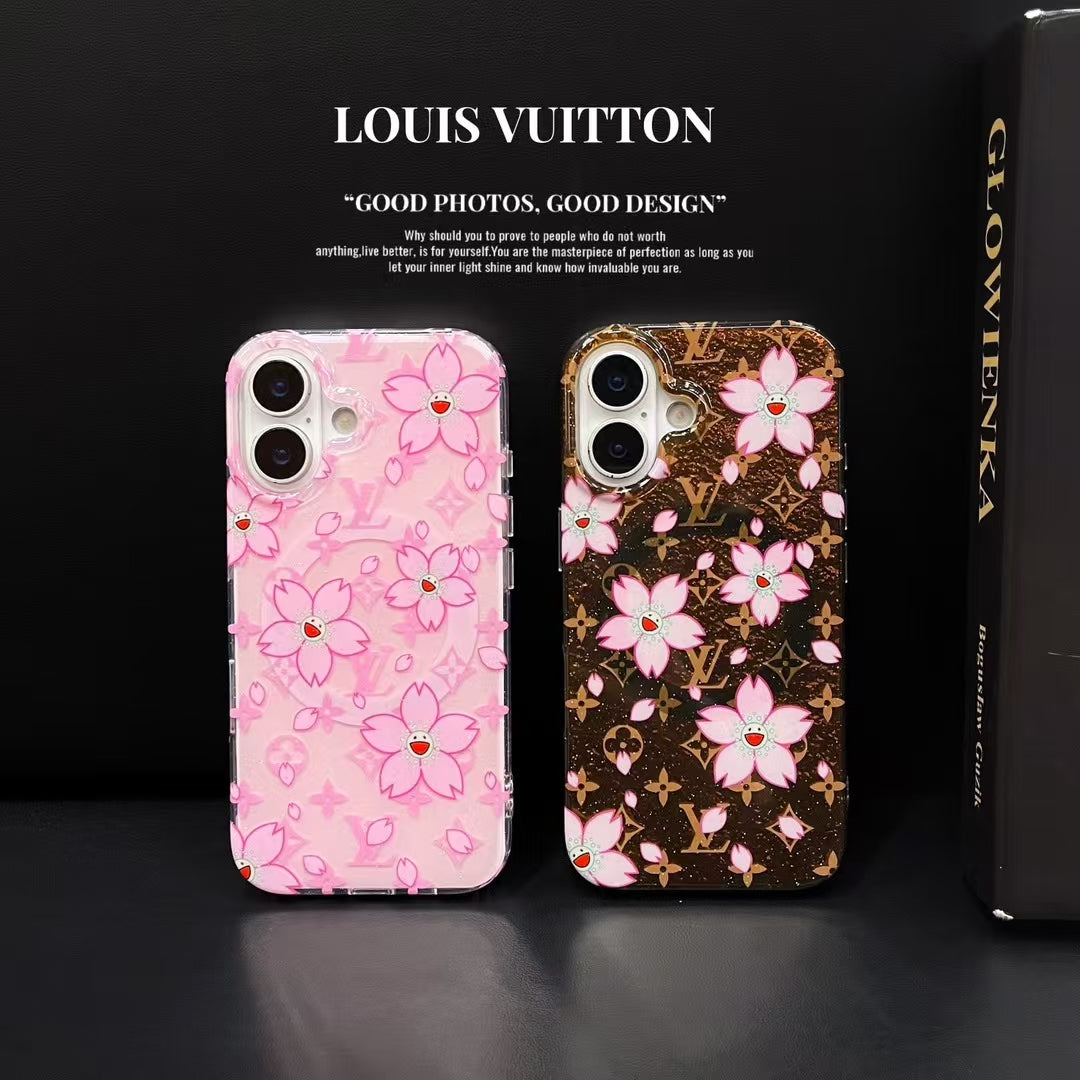 Louis Vuitton-inspired floral pattern iPhone 16 Pro case