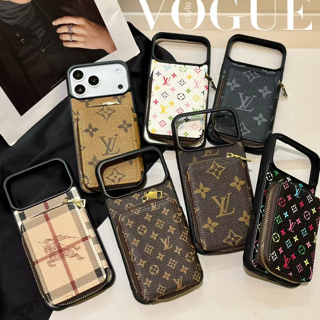 Louis Vuitton-inspired monogram iPhone 17 case with wallet holder