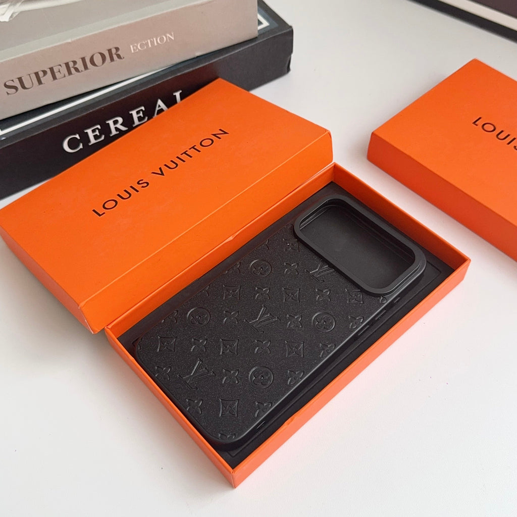 Louis Vuitton-inspired embossed monogram case for iPhone 17 Pro Max