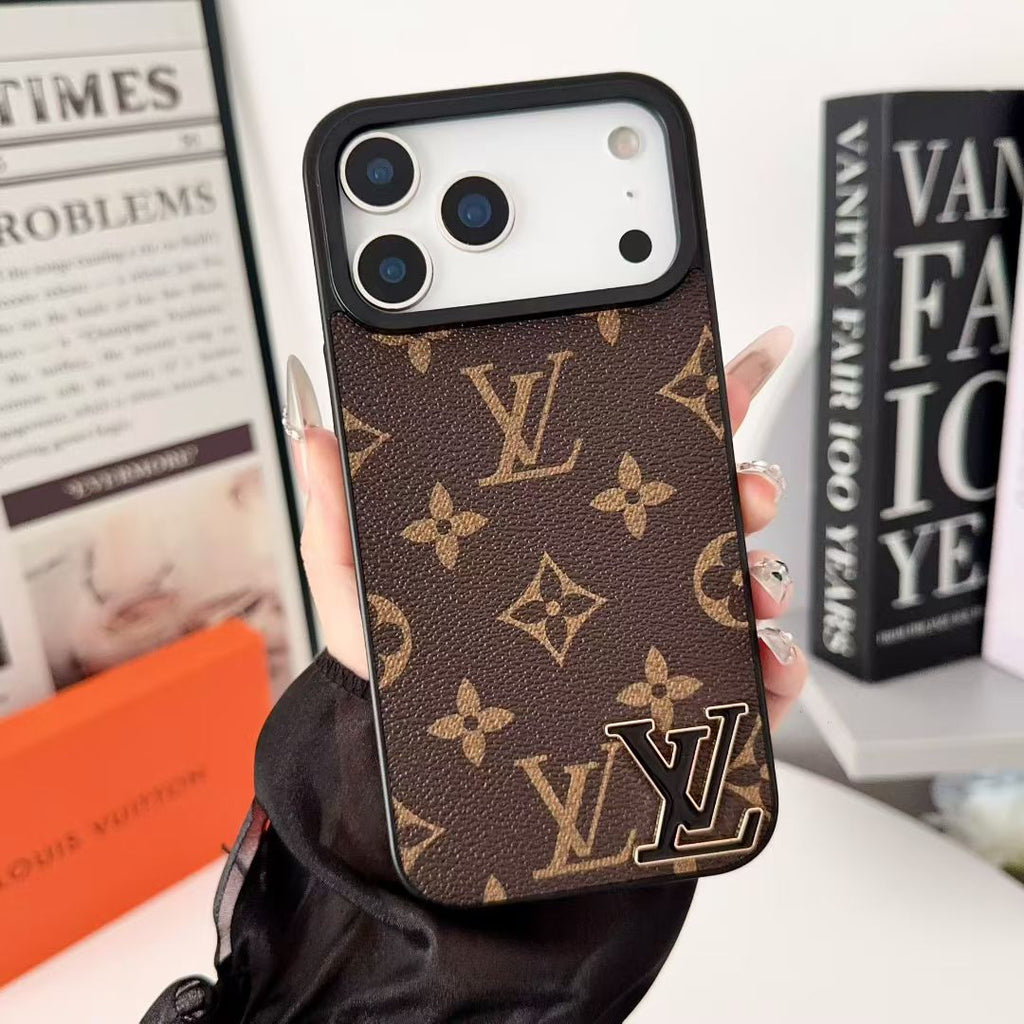 Louis Vuitton-inspired monogram iPhone 17 Pro case with wide camera opening