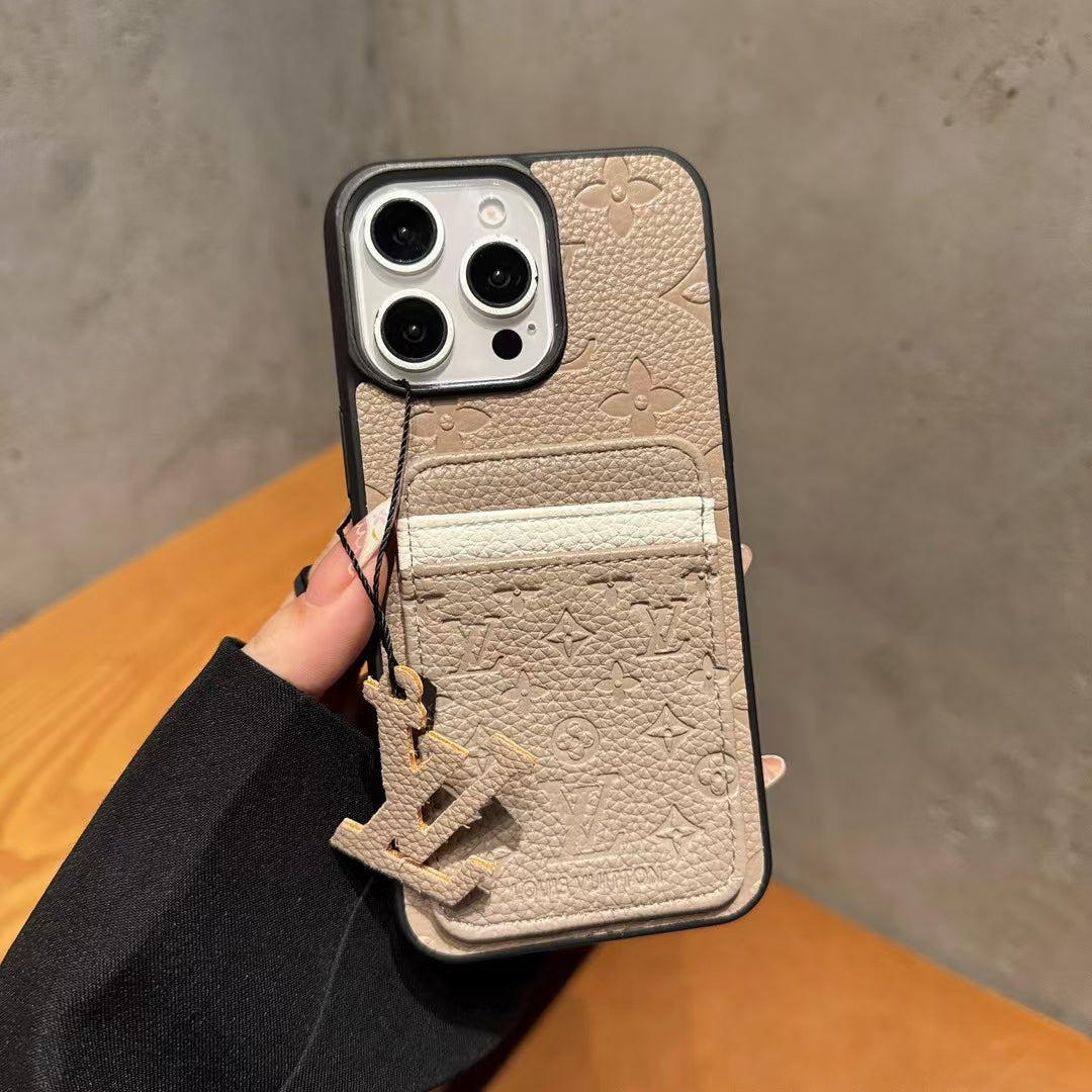 Louis Vuitton-inspired iPhone 15 Pro case with contrast card pocket