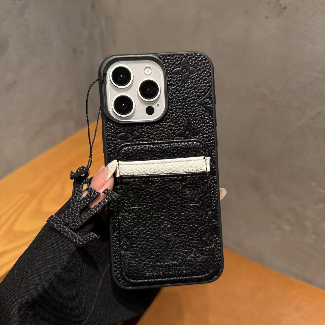 Louis Vuitton-inspired iPhone 15 Pro case with contrast card pocket