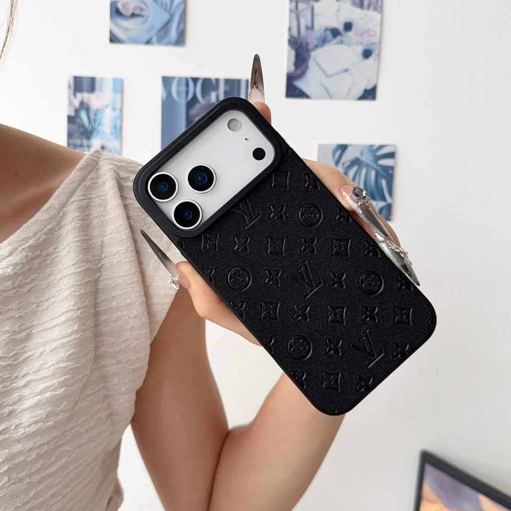 Louis Vuitton-inspired embossed monogram case for iPhone 17 Pro Max