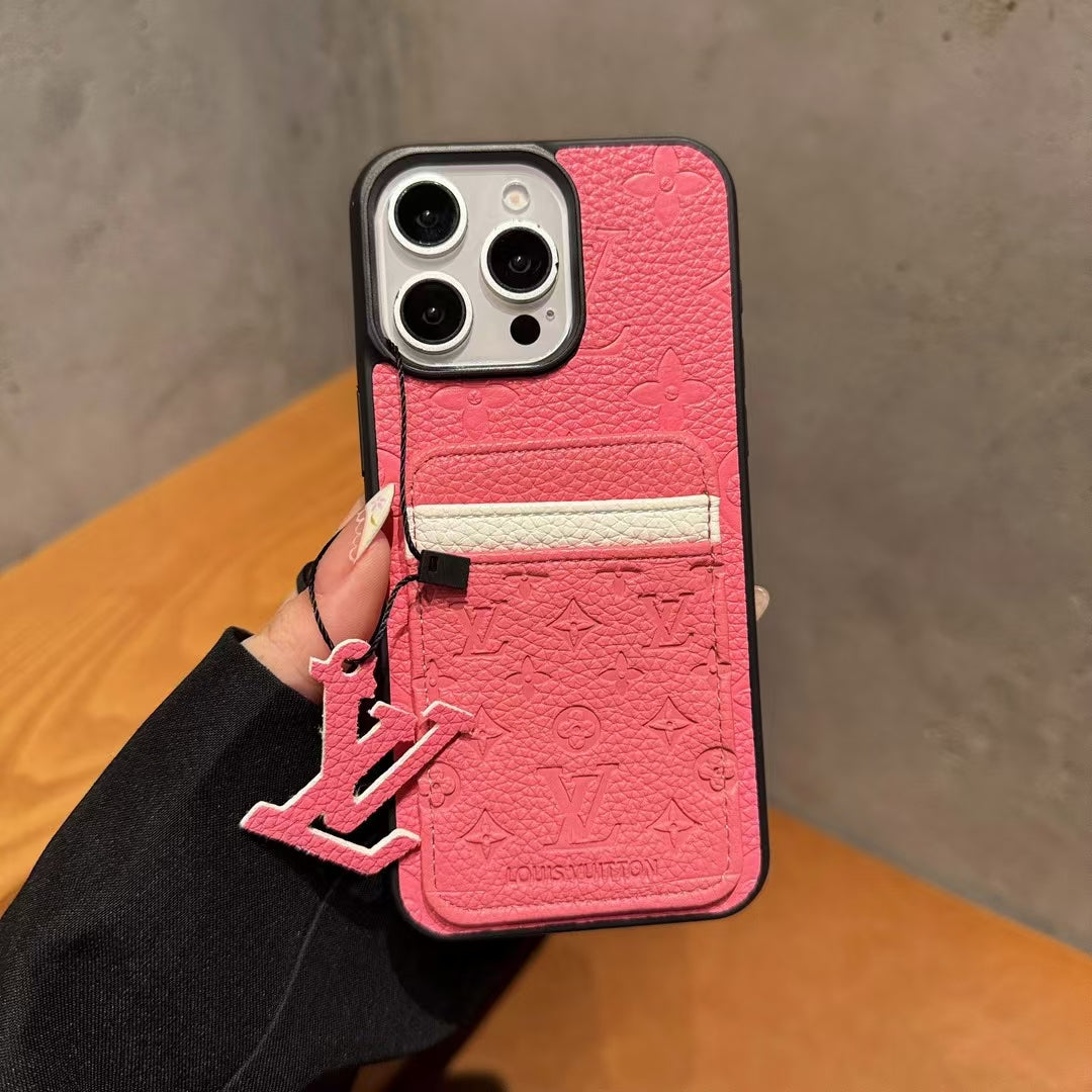 Louis Vuitton-inspired iPhone 15 Pro case with contrast card pocket