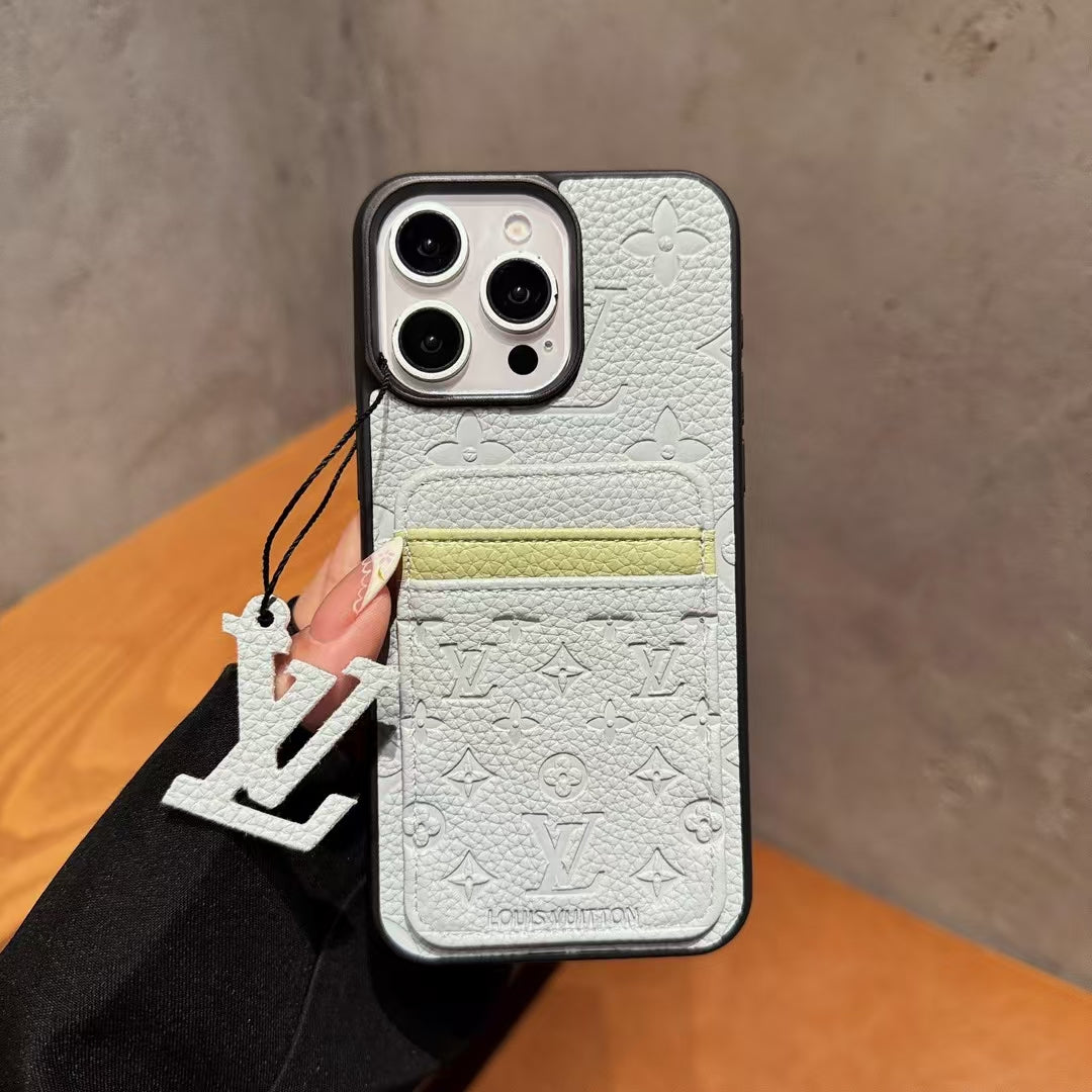 Louis Vuitton-inspired iPhone 15 Pro case with contrast card pocket
