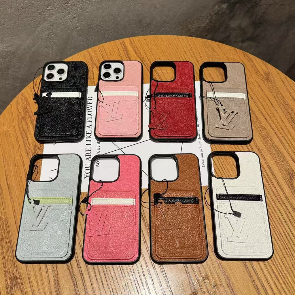 Louis Vuitton-inspired iPhone 15 Pro case with contrast card pocket