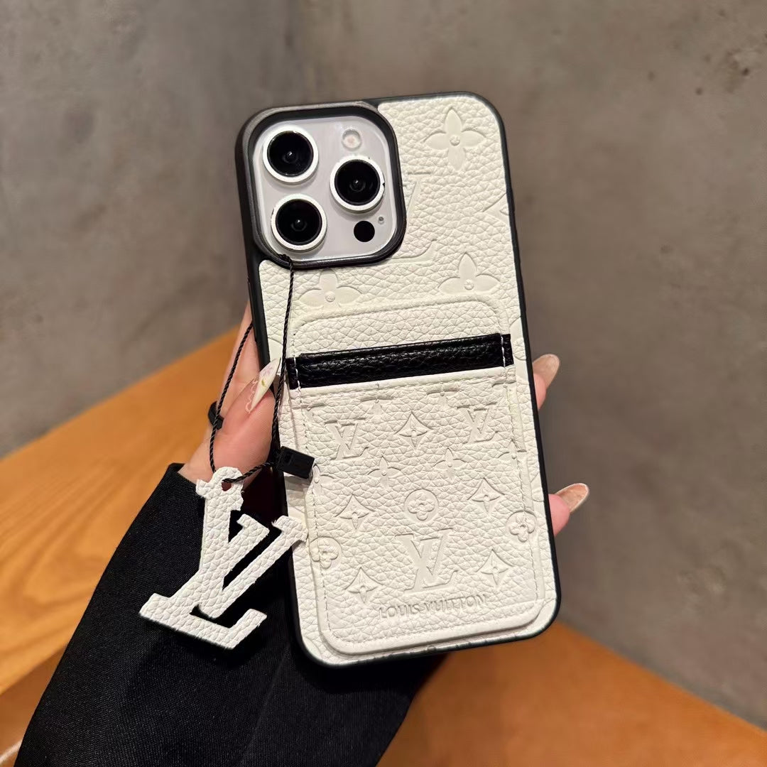 Louis Vuitton-inspired iPhone 15 Pro case with contrast card pocket