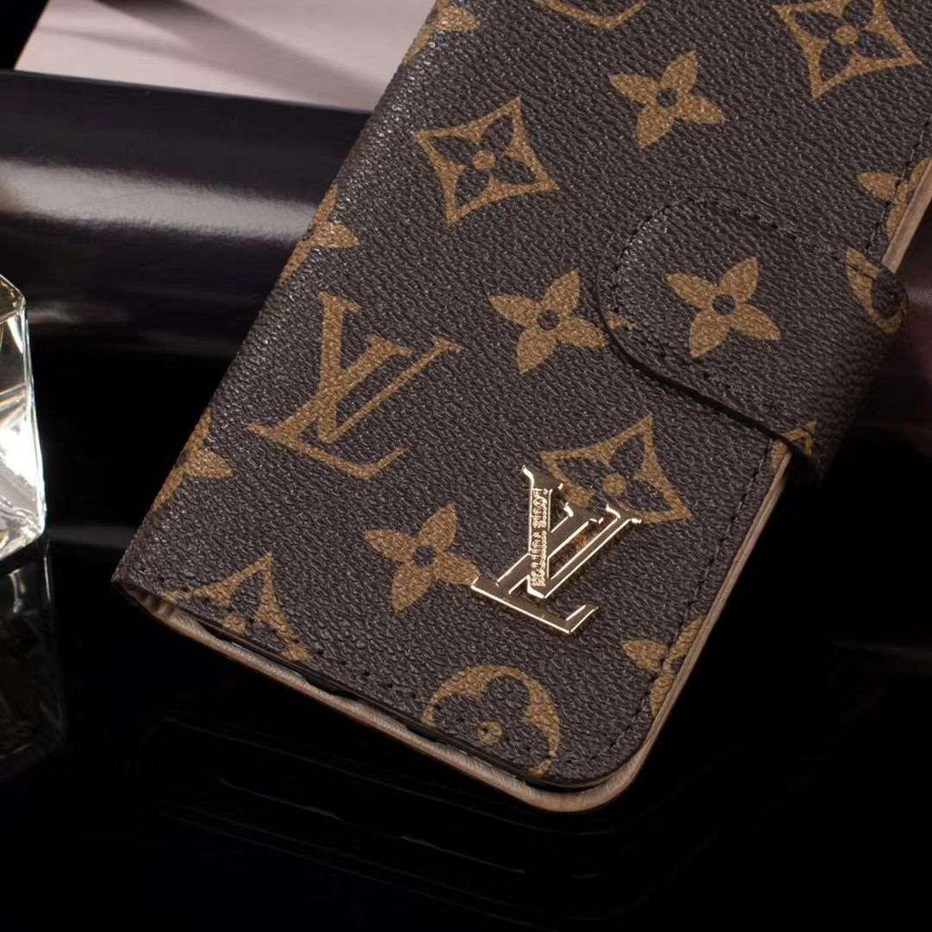 Louis Vuitton-inspired monogram flip wallet case for iPhone