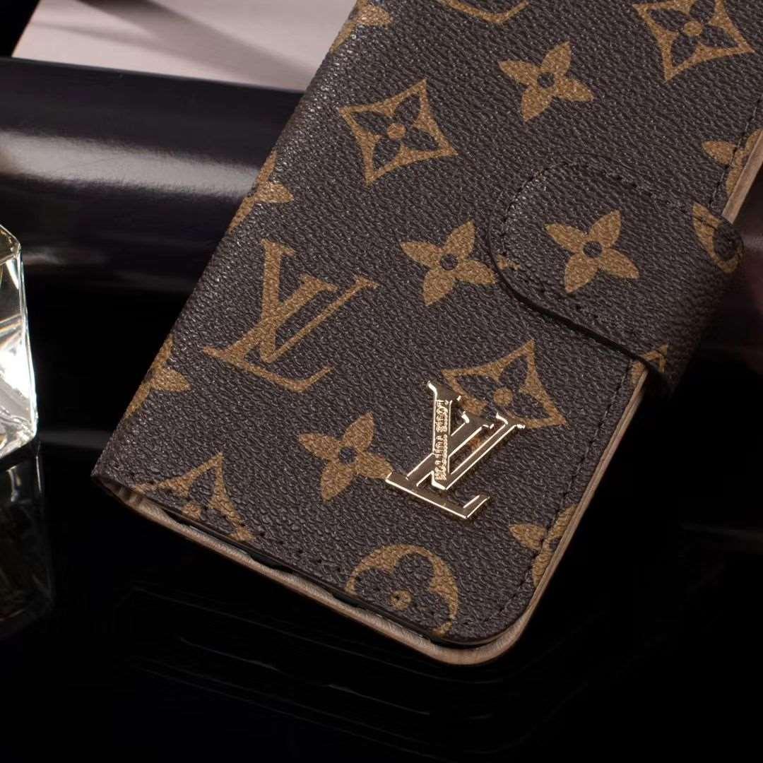 Louis Vuitton-inspired monogram flip wallet case for iPhone