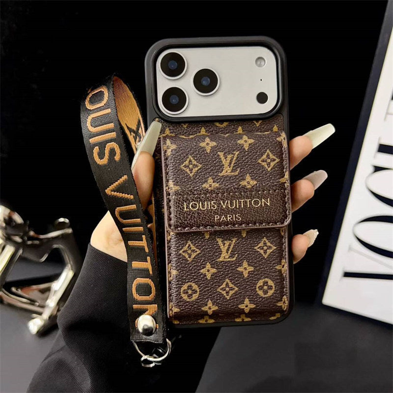 Louis Vuitton-inspired phone case with card holder for iPhone 17 / 16 / 15 / 14