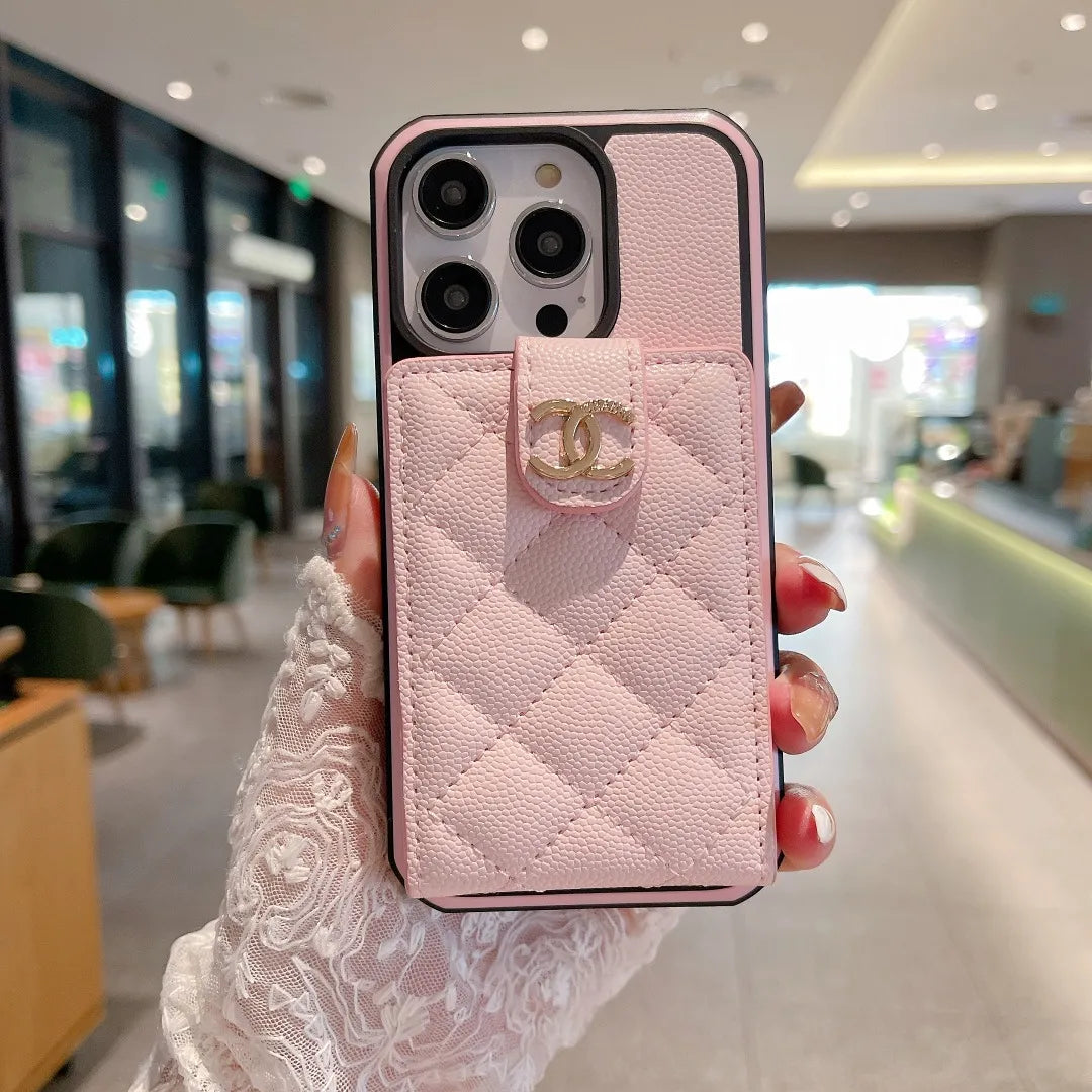 Chanel-inspired quilted card pocket case for iPhone 16 Pro Max