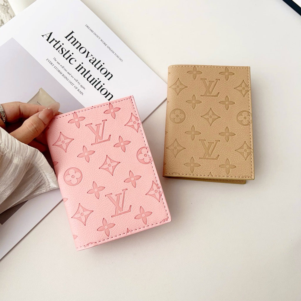 Louis Vuitton-inspired embossed monogram passport holder