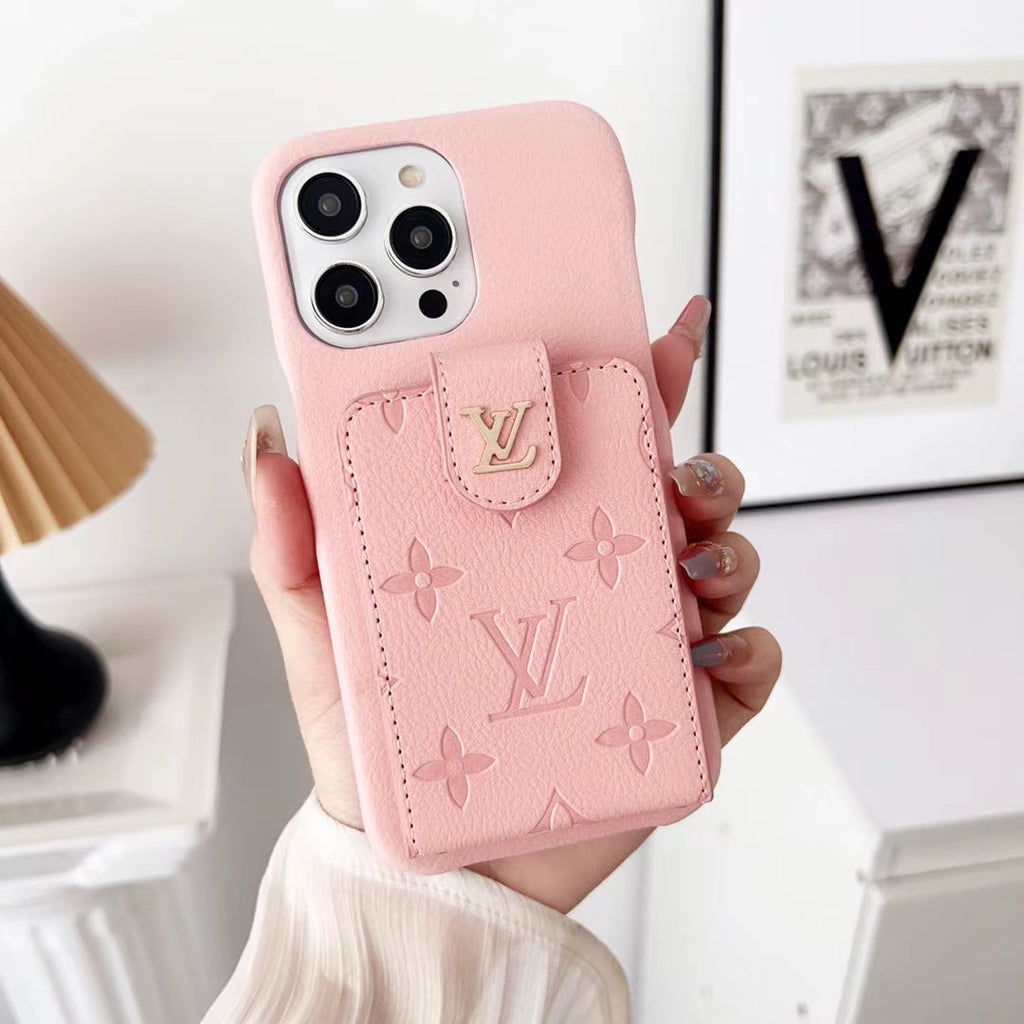 Louis Vuitton-inspired embossed iPhone 16 Pro case with metal detail