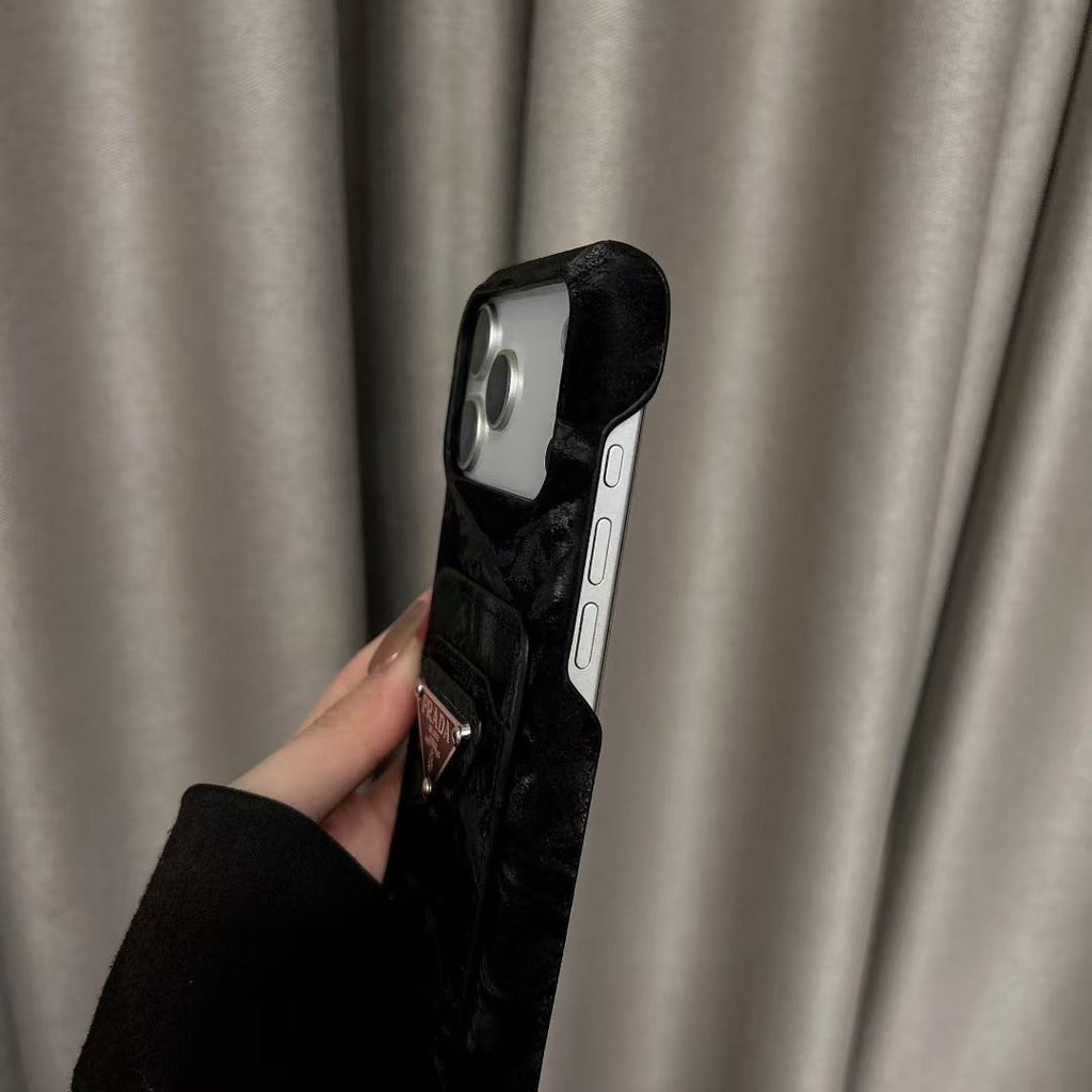 Prada-inspired triangle pocket case for iPhone 15 Pro Max