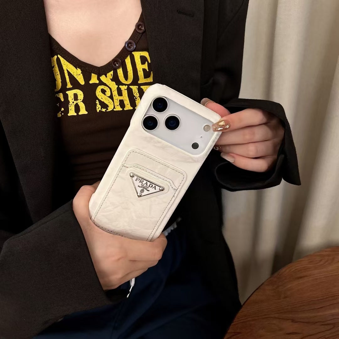 Prada-inspired triangle pocket case for iPhone 15 Pro Max