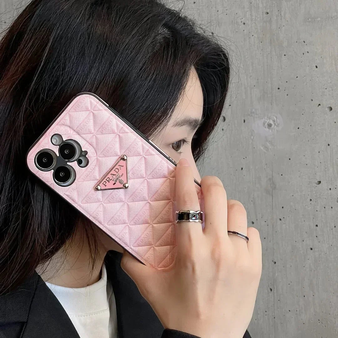 Prada-inspired geometric pattern case for iPhone 14 Pro Max