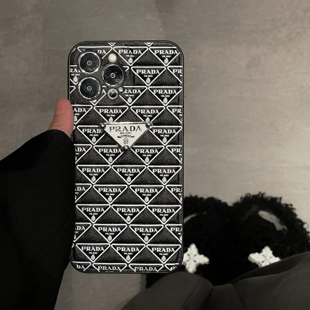 Prada-inspired geometric pattern case for iPhone 14 Pro Max