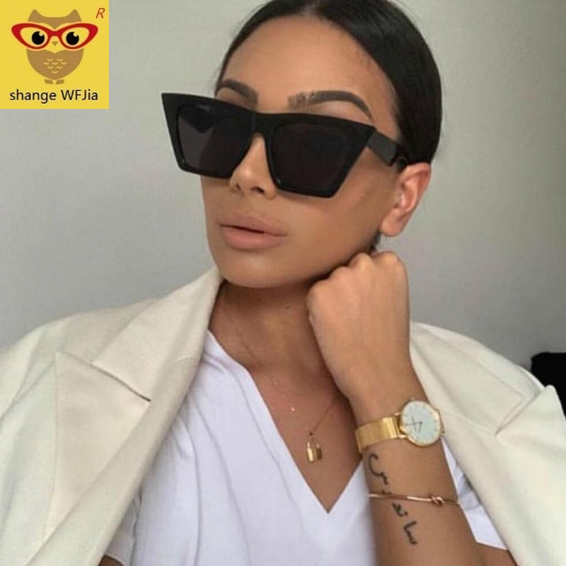 Square cat eye sunglasses with colorful lenses