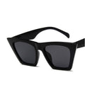 Square cat eye sunglasses with colorful lenses, black frame gray len