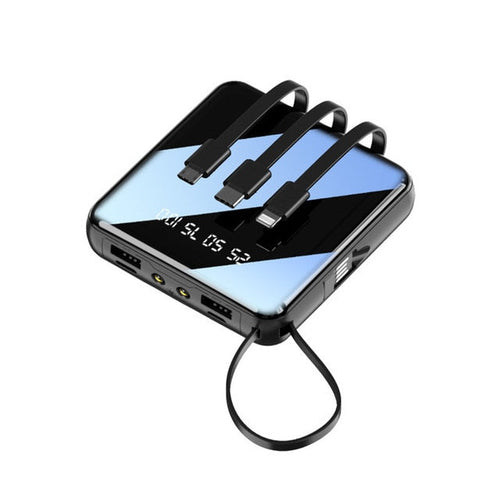 20000mah power bank with built-in cable, black