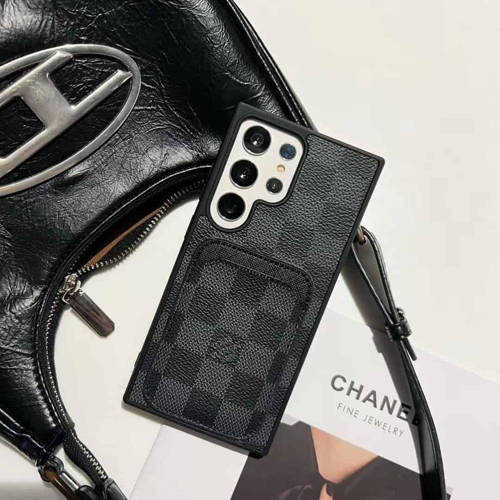 Louis Vuitton-inspired monogram Samsung Galaxy s23 Ultra case with card pocket