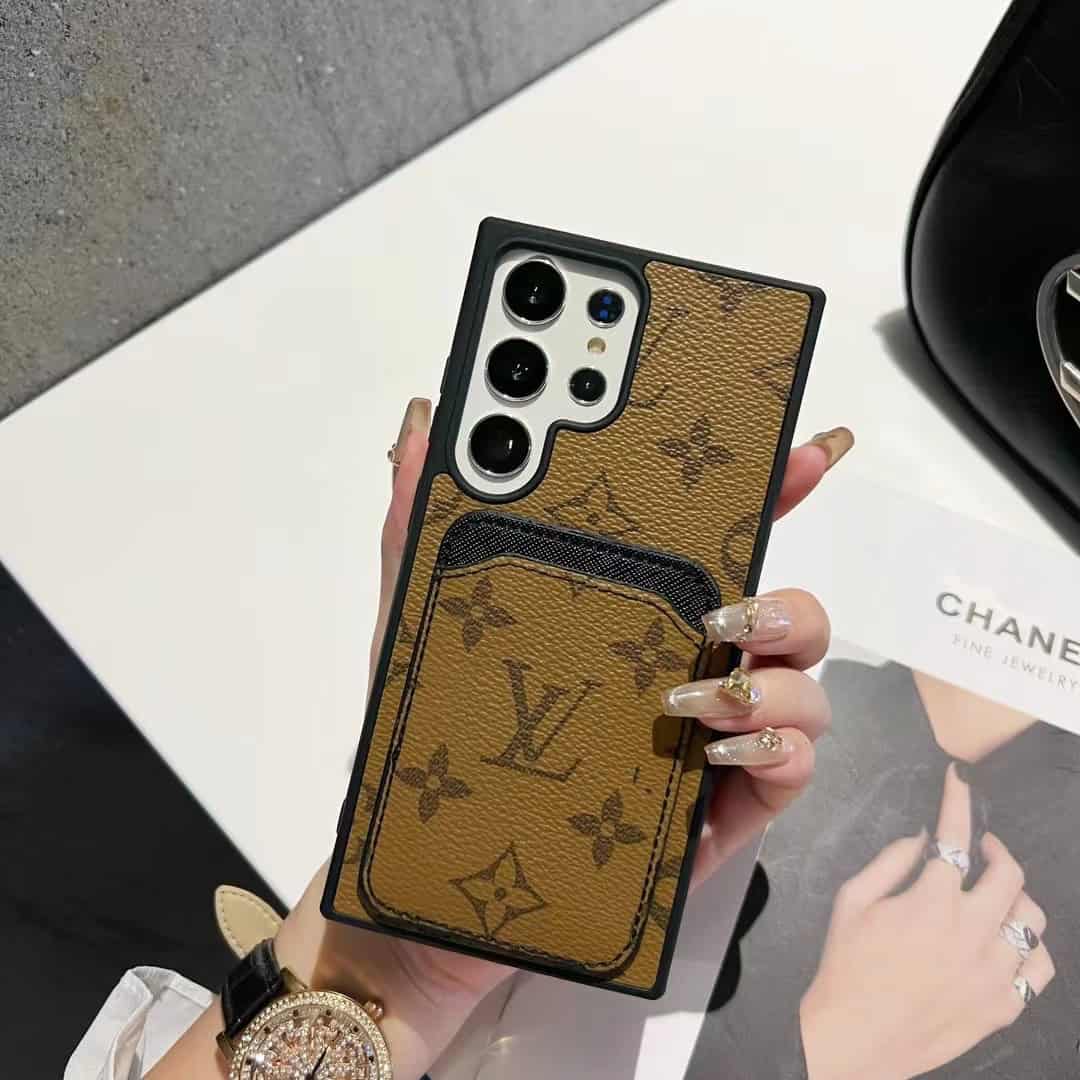 Louis Vuitton-inspired monogram Samsung Galaxy s23 Ultra case with card pocket