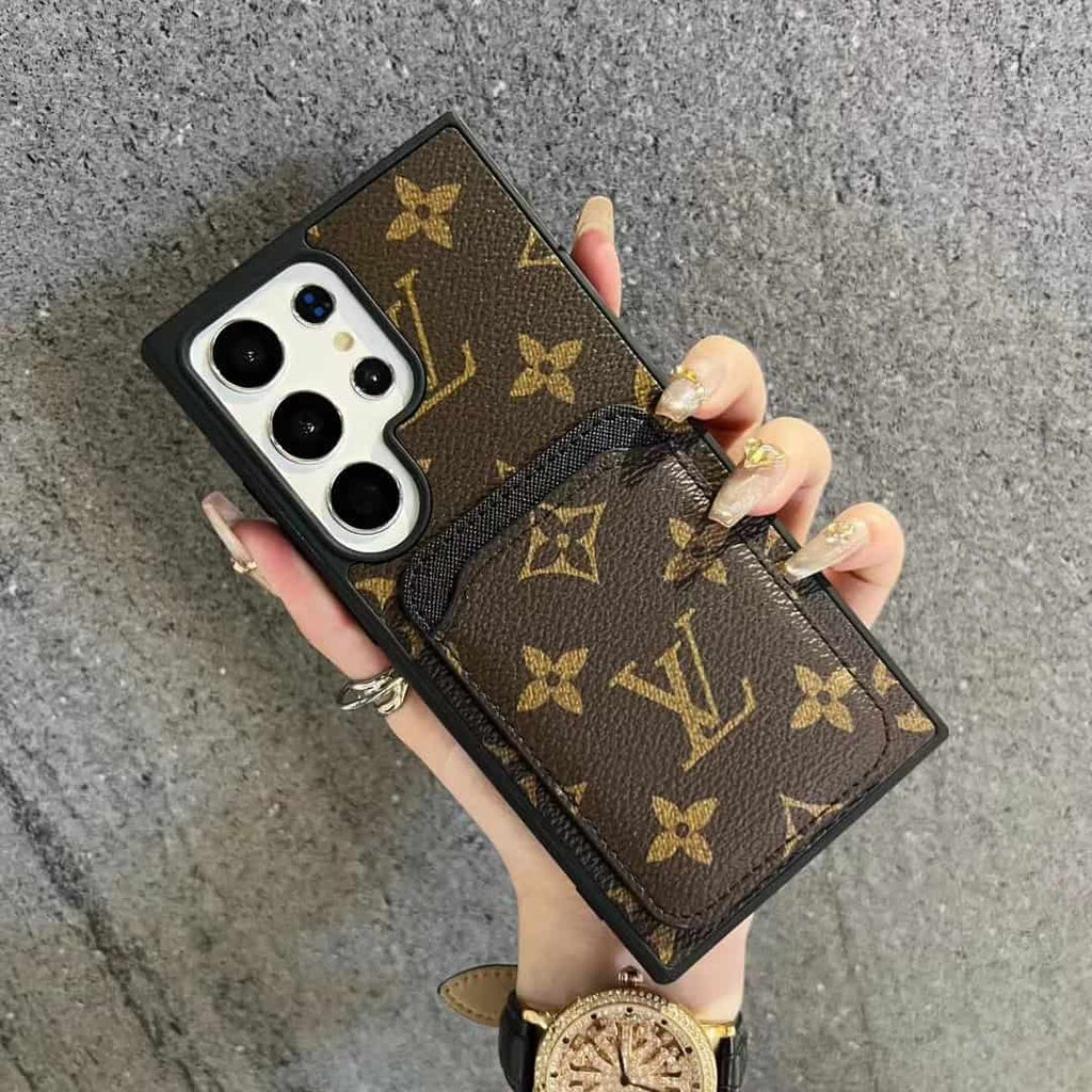 Louis Vuitton-inspired monogram Samsung Galaxy s23 Ultra case with card pocket