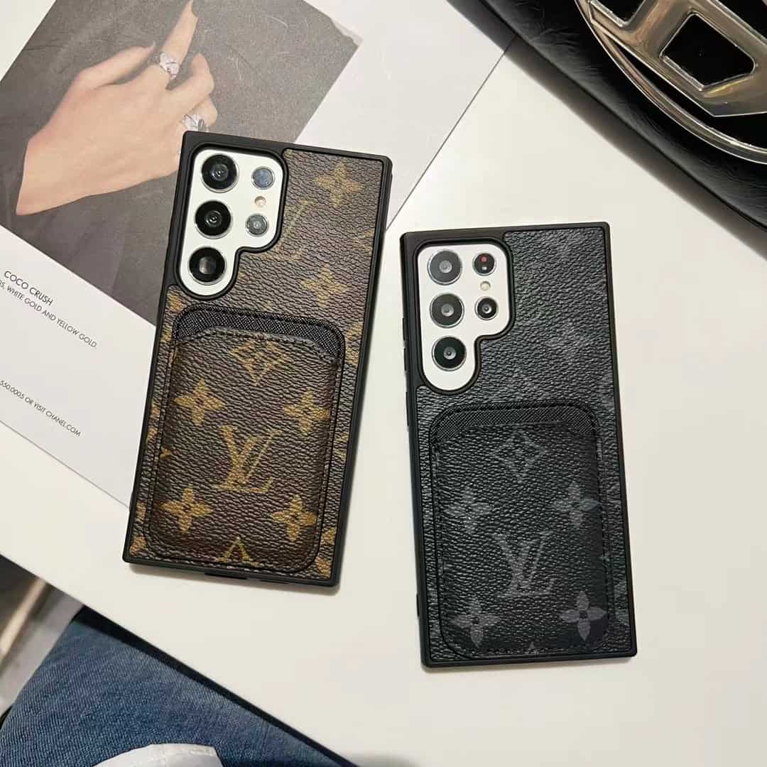 Louis Vuitton-inspired monogram Samsung Galaxy s23 Ultra case with card pocket