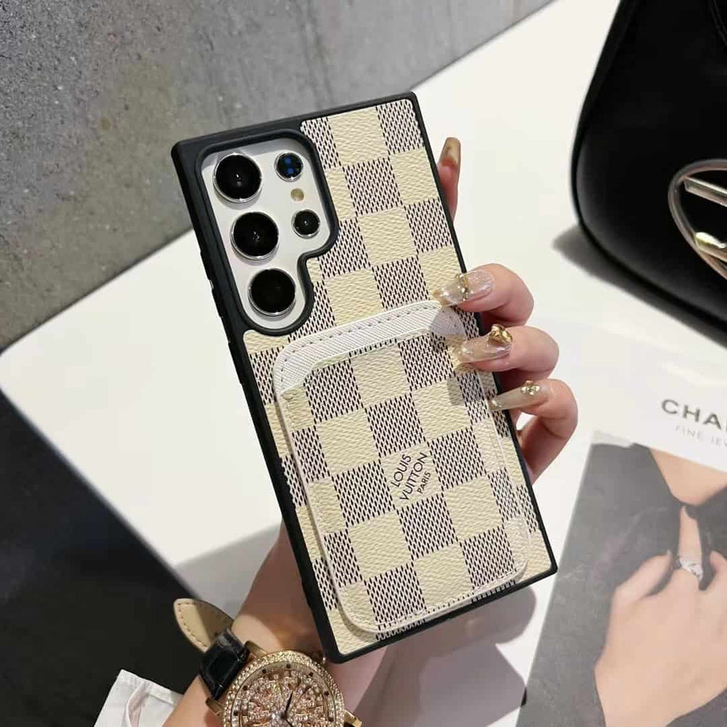 Louis Vuitton-inspired monogram Samsung Galaxy s23 Ultra case with card pocket