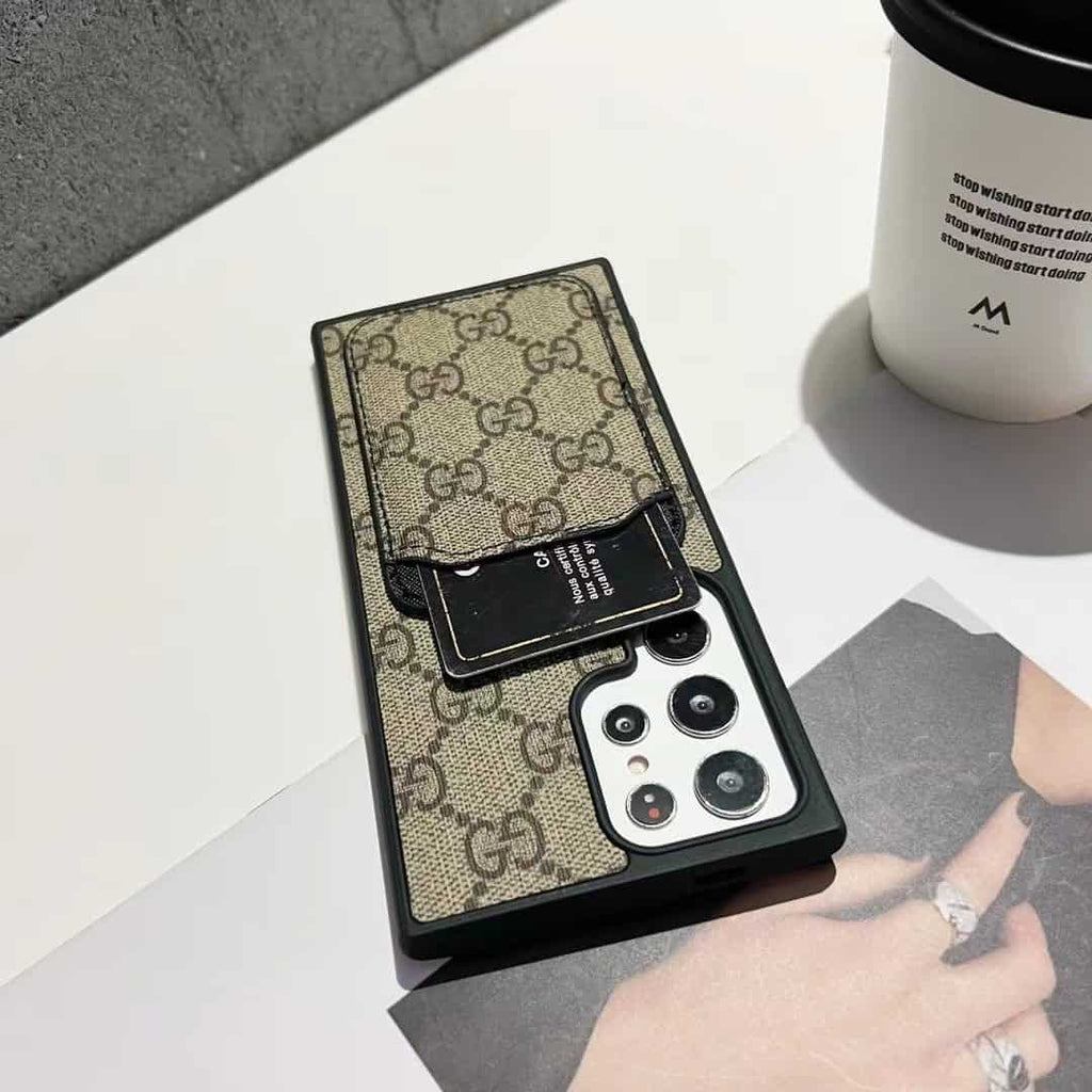 Louis Vuitton-inspired monogram Samsung Galaxy s23 Ultra case with card pocket