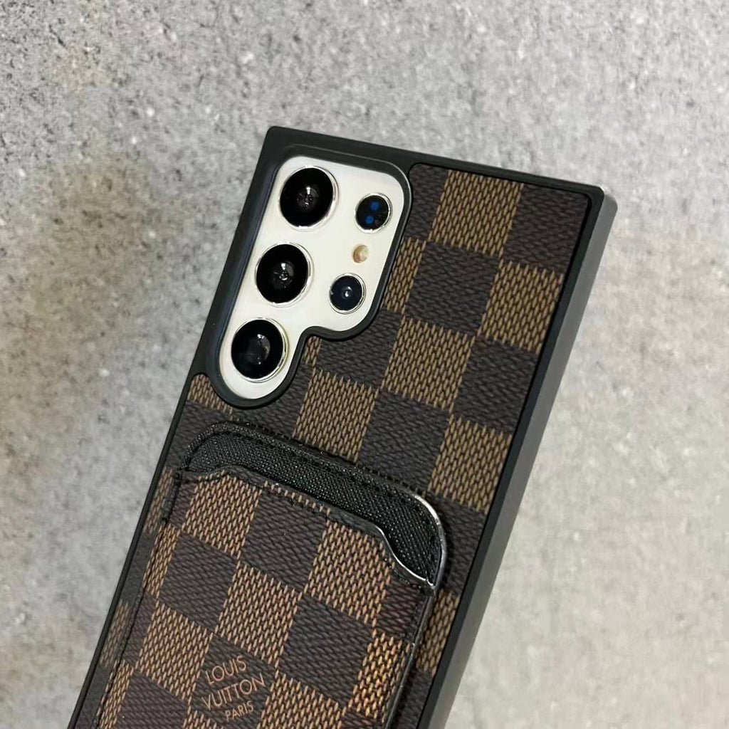 Louis Vuitton-inspired monogram Samsung Galaxy s23 Ultra case with card pocket