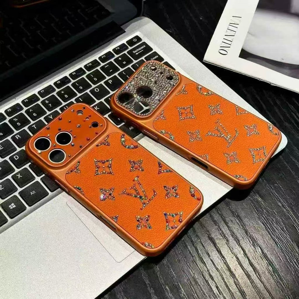 Louis Vuitton-inspired rhinestones glitter phone case for iPhone 17 / 16 / 15 / 14