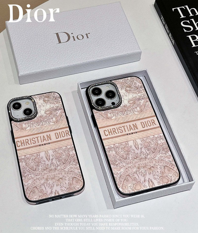 Dior-inspired pastel scenic print phone case