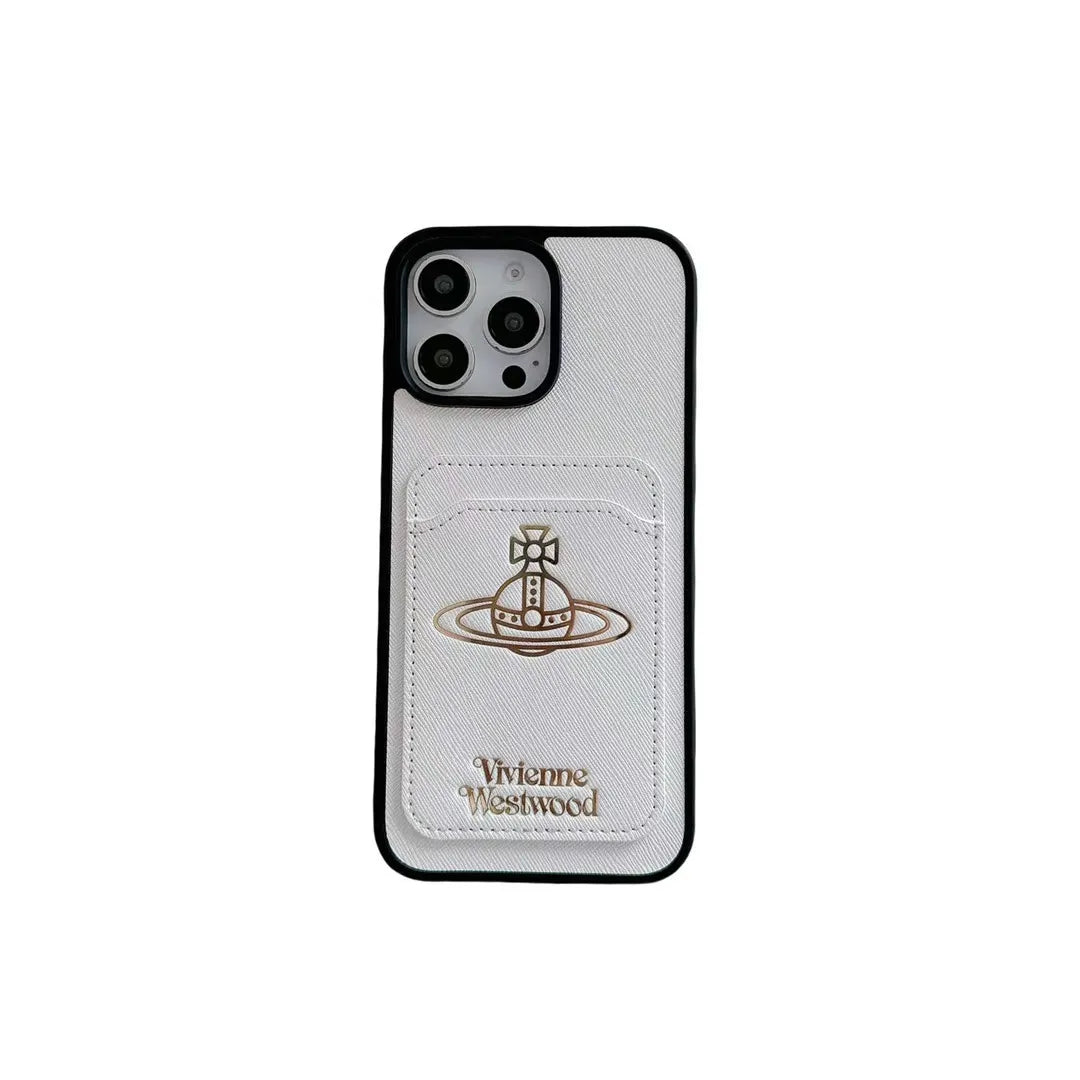 Vivienne Westwood-inspired solid color phone case with orb emblem
