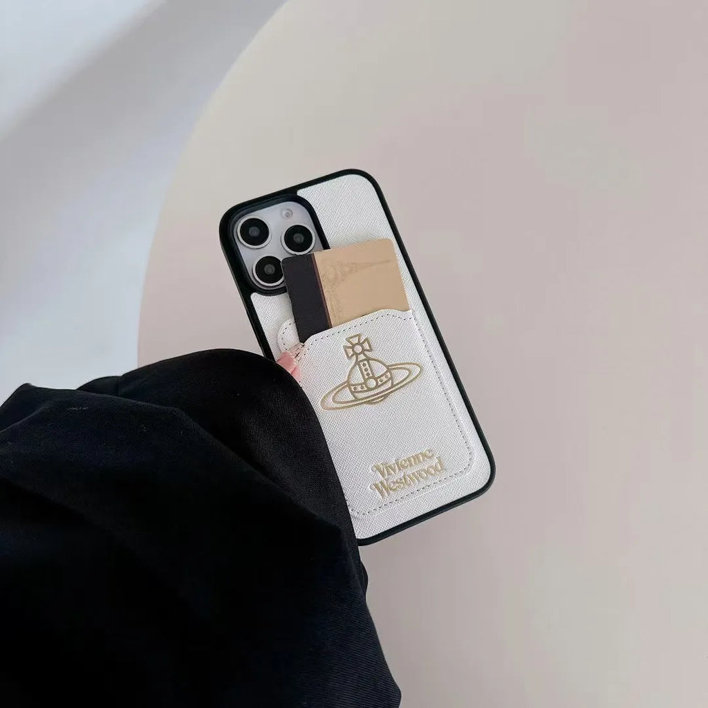 Vivienne Westwood-inspired solid color phone case with orb emblem