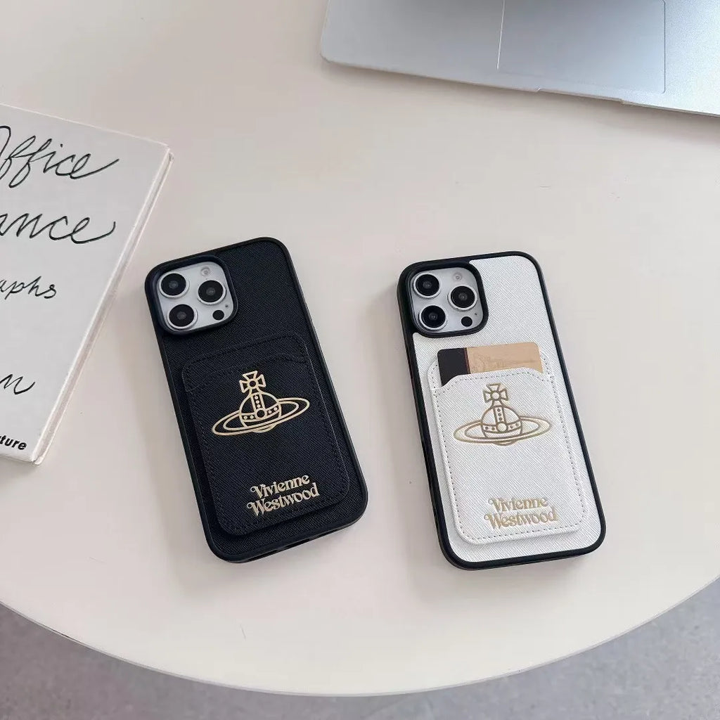 Vivienne Westwood-inspired solid color phone case with orb emblem