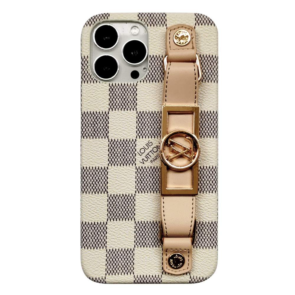 Louis Vuitton-inspired leather wrist band iPhone case