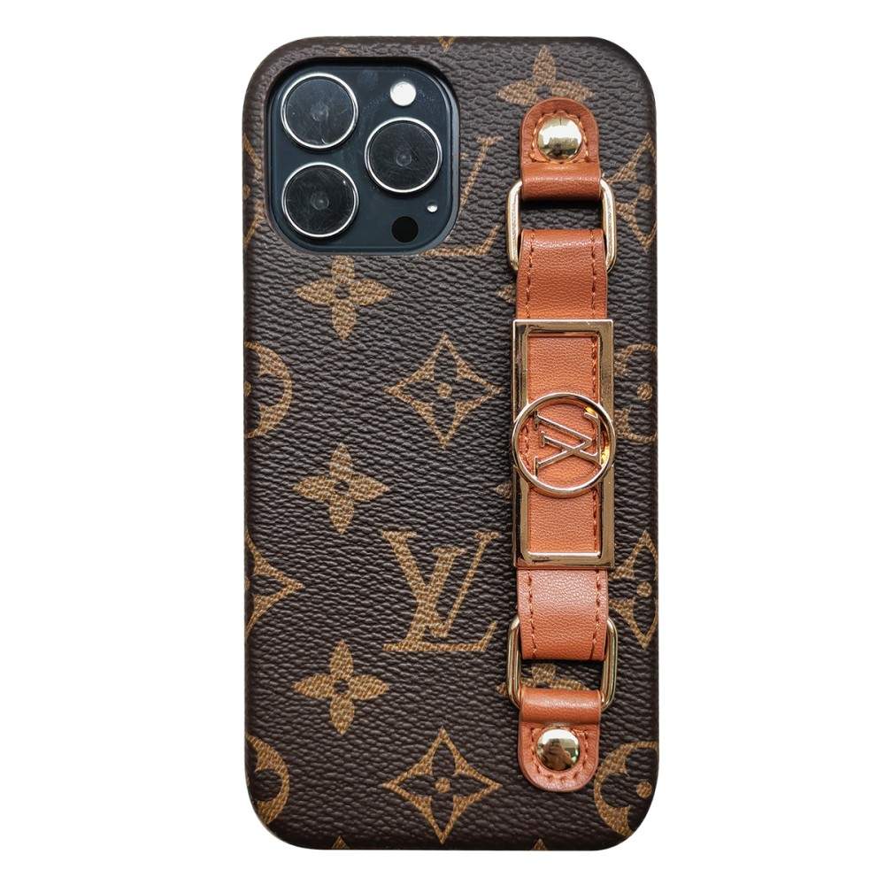 Louis Vuitton-inspired leather wrist band iPhone case